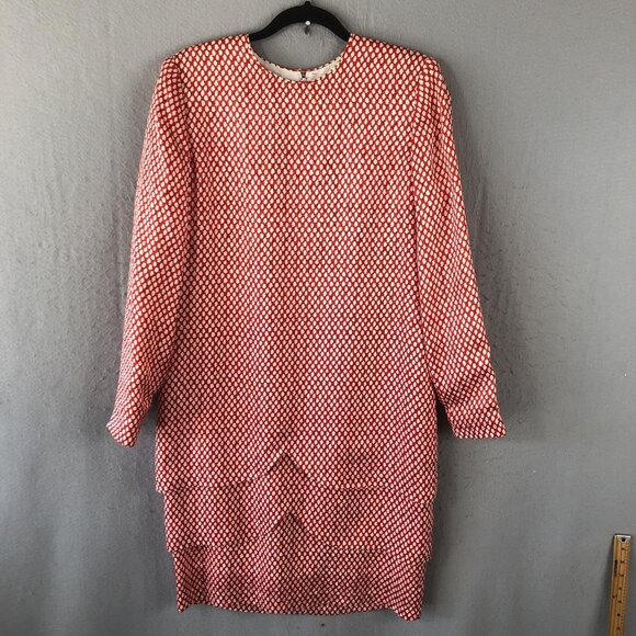 Vintage David Hayes Dress Womens 12 Silk Layered Long Sleeve Saks Fifth Avenue 9 - Picture 1 of 16